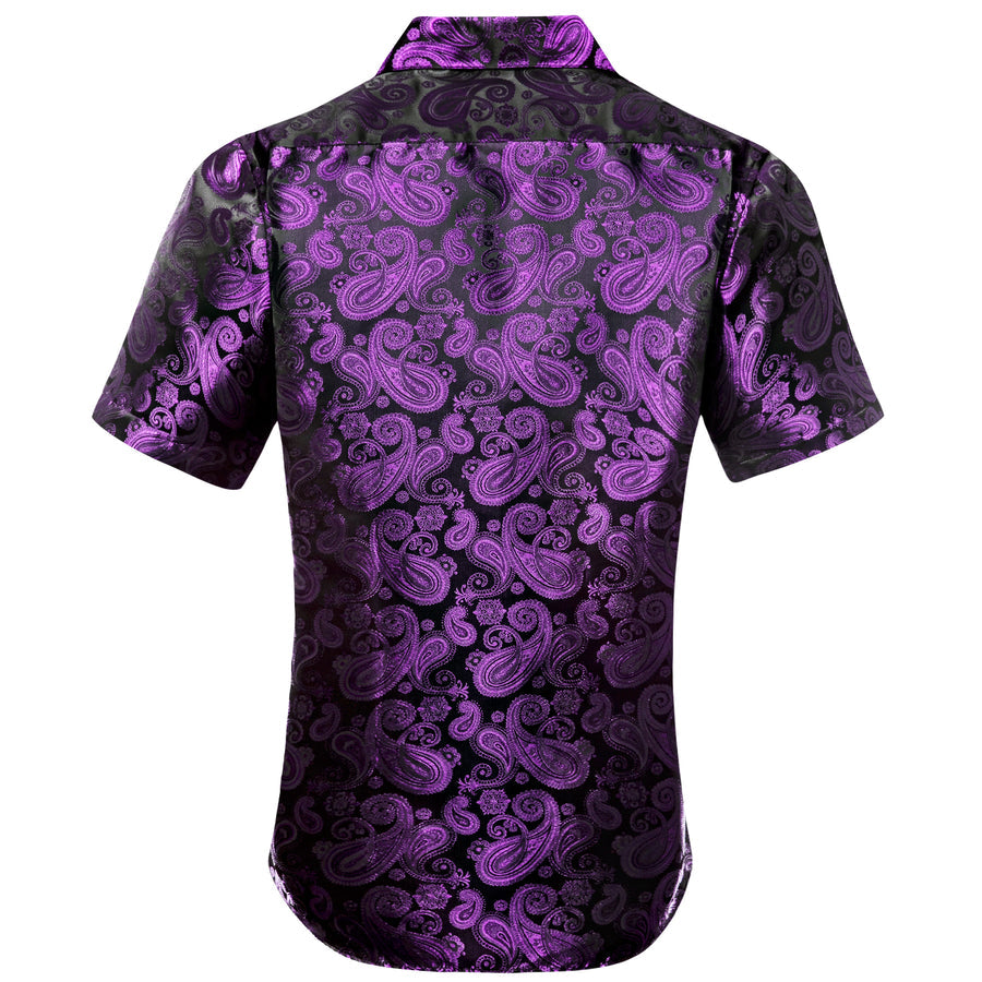 Purple Black Paisley Silk Dress Shirt shirt    - Sophisticated Gentlemen