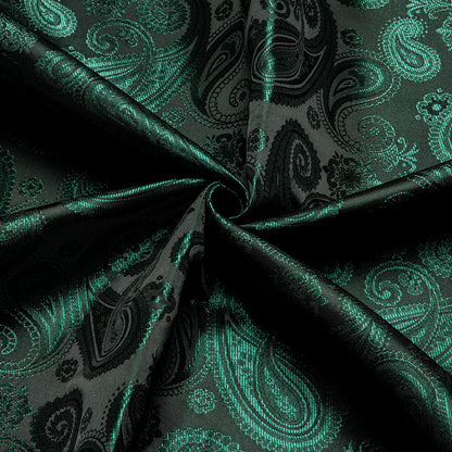 Emerald Green Black Paisley Silk Dress Shirt shirt    - Sophisticated Gentlemen