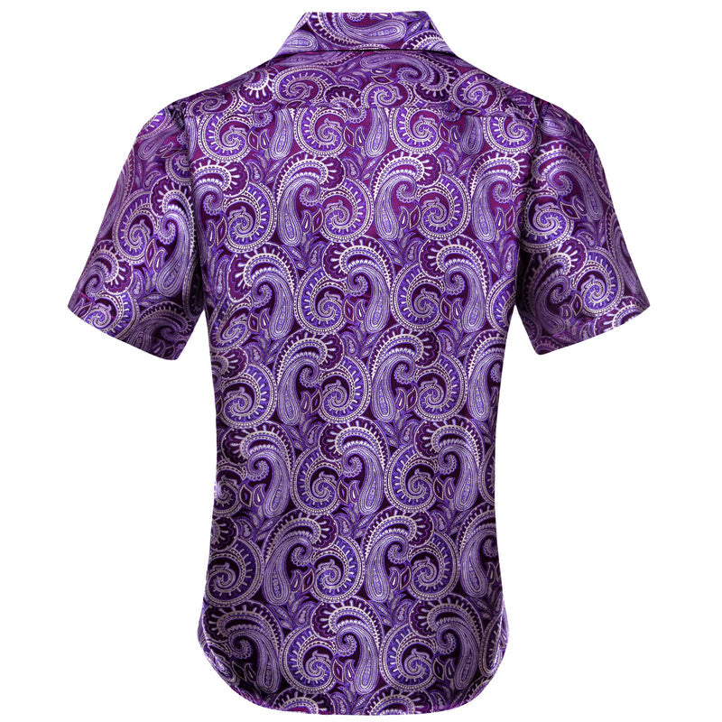 Purple White Paisley Silk Dress Shirt shirt    - Sophisticated Gentlemen