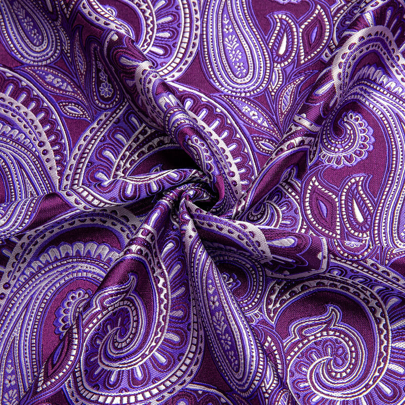 Purple White Paisley Silk Dress Shirt shirt    - Sophisticated Gentlemen