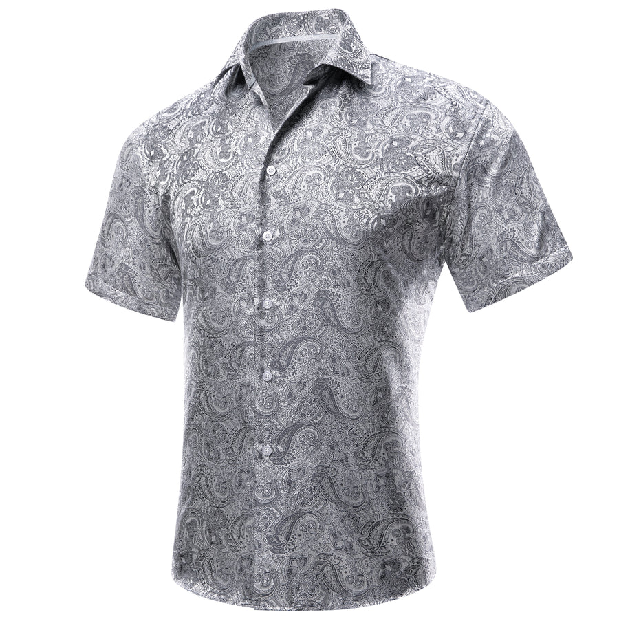 Gray Paisley Silk Dress Shirt shirt    - Sophisticated Gentlemen