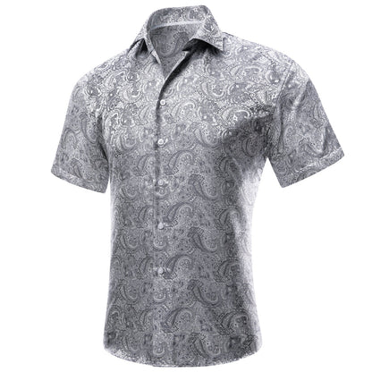 Gray Paisley Silk Dress Shirt shirt    - Sophisticated Gentlemen
