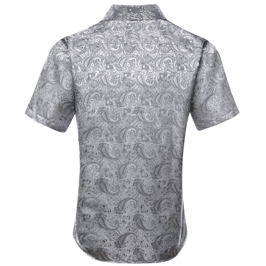 Gray Paisley Silk Dress Shirt shirt    - Sophisticated Gentlemen