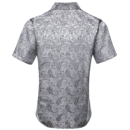 Gray Paisley Silk Dress Shirt shirt    - Sophisticated Gentlemen