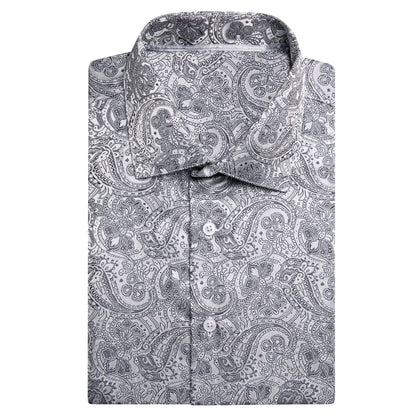 Gray Paisley Silk Dress Shirt shirt    - Sophisticated Gentlemen