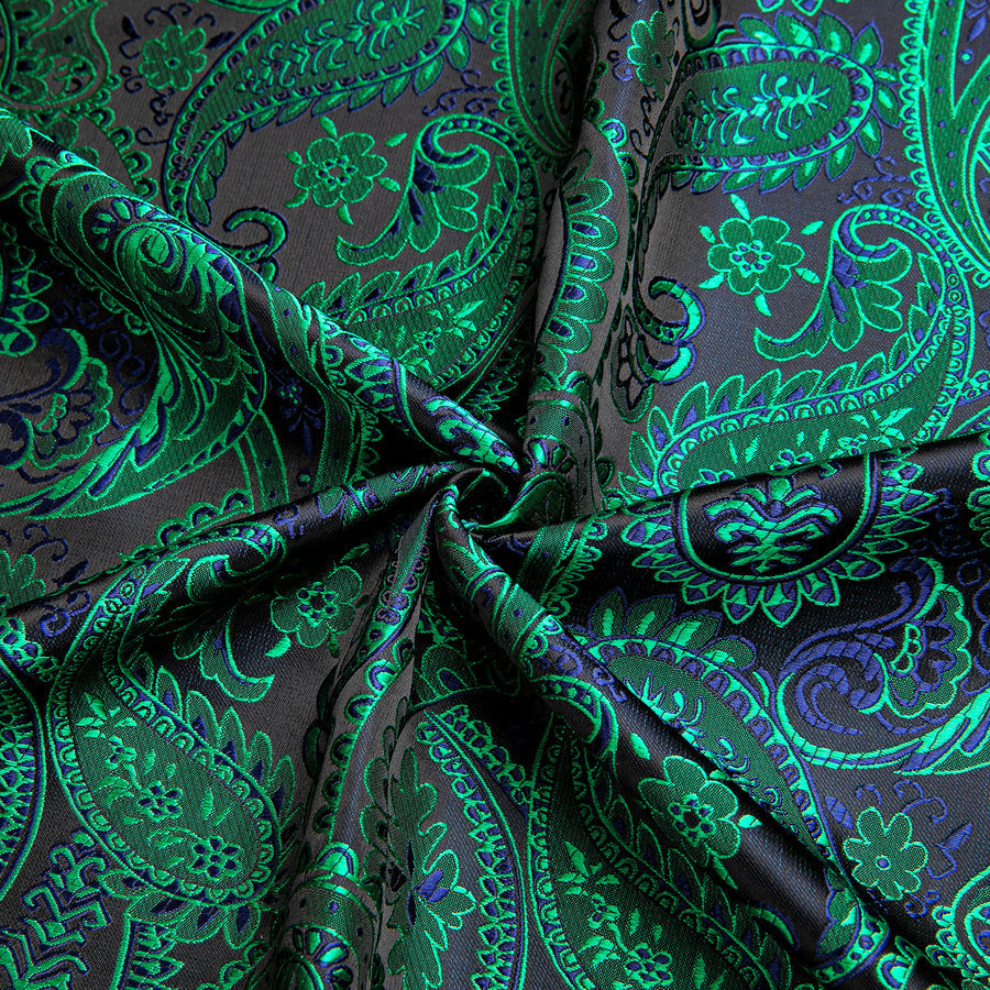 Emerald Green Blue Paisley Silk Dress Shirt shirt    - Sophisticated Gentlemen
