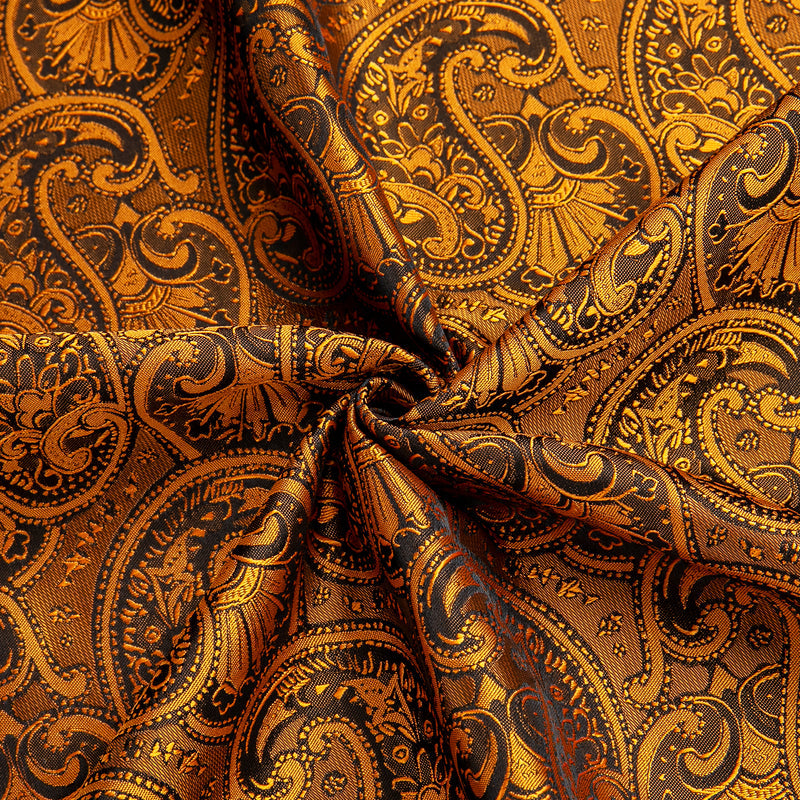 Golden Black Paisley Silk Dress Shirt shirt    - Sophisticated Gentlemen