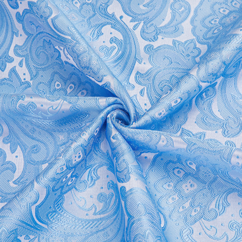 Sky Blue Paisley Floral Silk Dress Shirt shirt    - Sophisticated Gentlemen