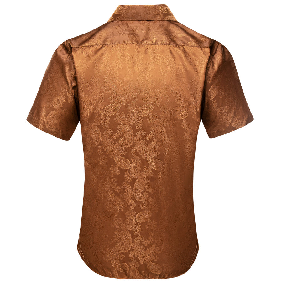 Brown Paisley Silk Dress Shirt shirt    - Sophisticated Gentlemen
