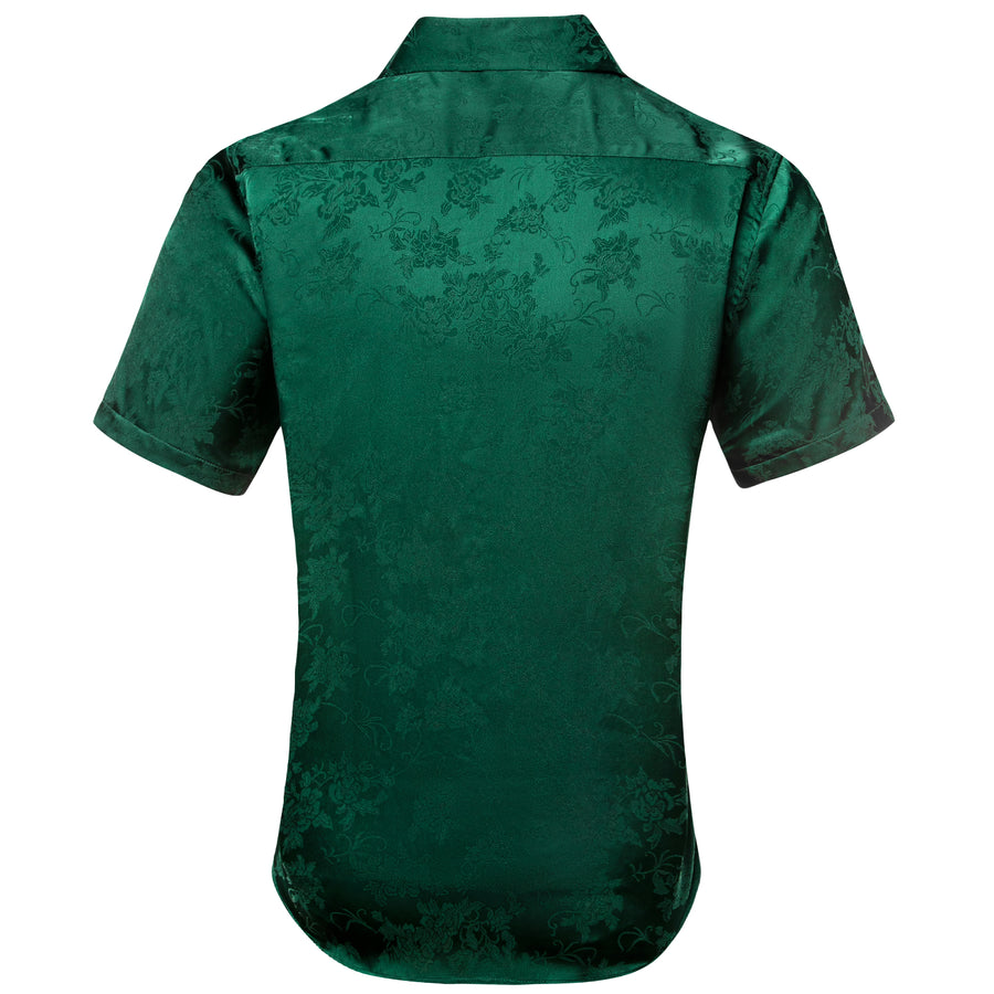 Dark Green Floral Silk Dress Shirt shirt    - Sophisticated Gentlemen