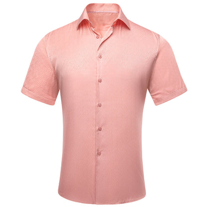Pink Solid Silk Dress Shirt shirt S   - Sophisticated Gentlemen