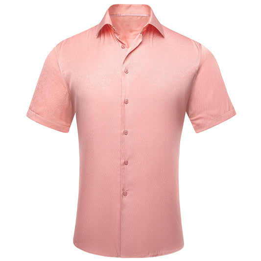 Pink Solid Silk Dress Shirt shirt S   - Sophisticated Gentlemen