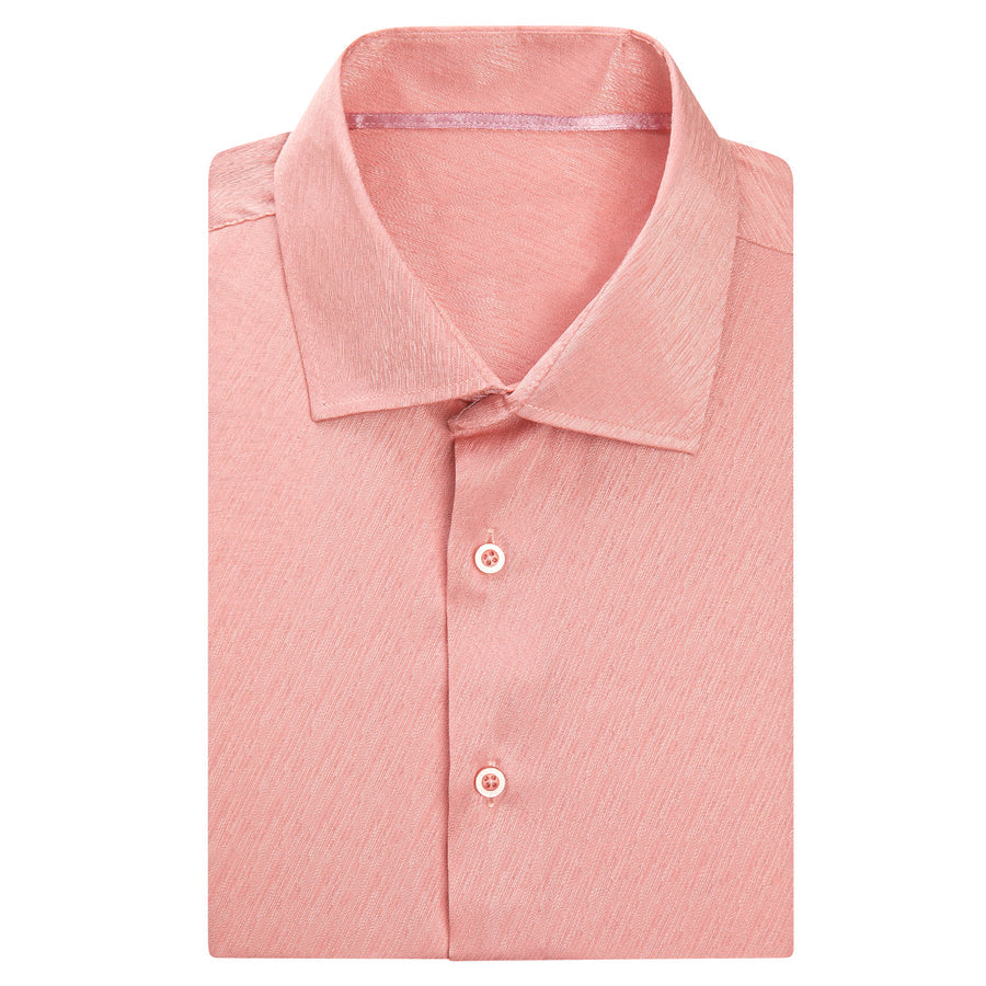 Pink Solid Silk Dress Shirt shirt    - Sophisticated Gentlemen