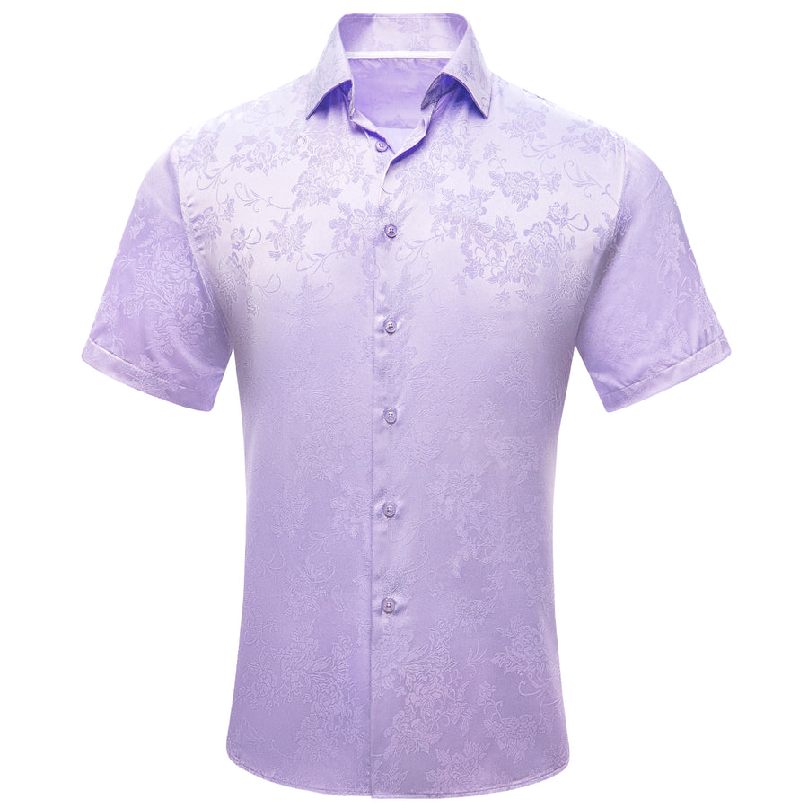Baby Purple Floral Silk Dress Shirt shirt S   - Sophisticated Gentlemen