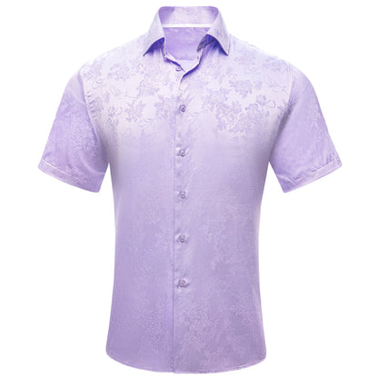 Baby Purple Floral Silk Dress Shirt shirt S   - Sophisticated Gentlemen