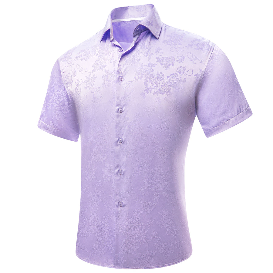 Baby Purple Floral Silk Dress Shirt shirt    - Sophisticated Gentlemen