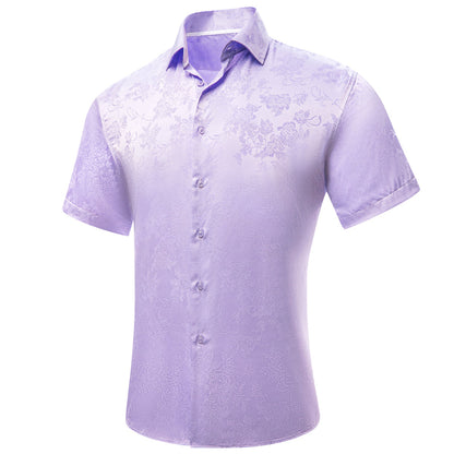 Baby Purple Floral Silk Dress Shirt shirt    - Sophisticated Gentlemen