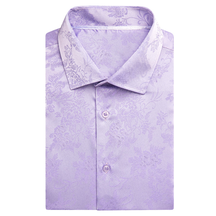Baby Purple Floral Silk Dress Shirt shirt    - Sophisticated Gentlemen
