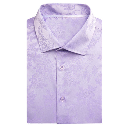Baby Purple Floral Silk Dress Shirt shirt    - Sophisticated Gentlemen