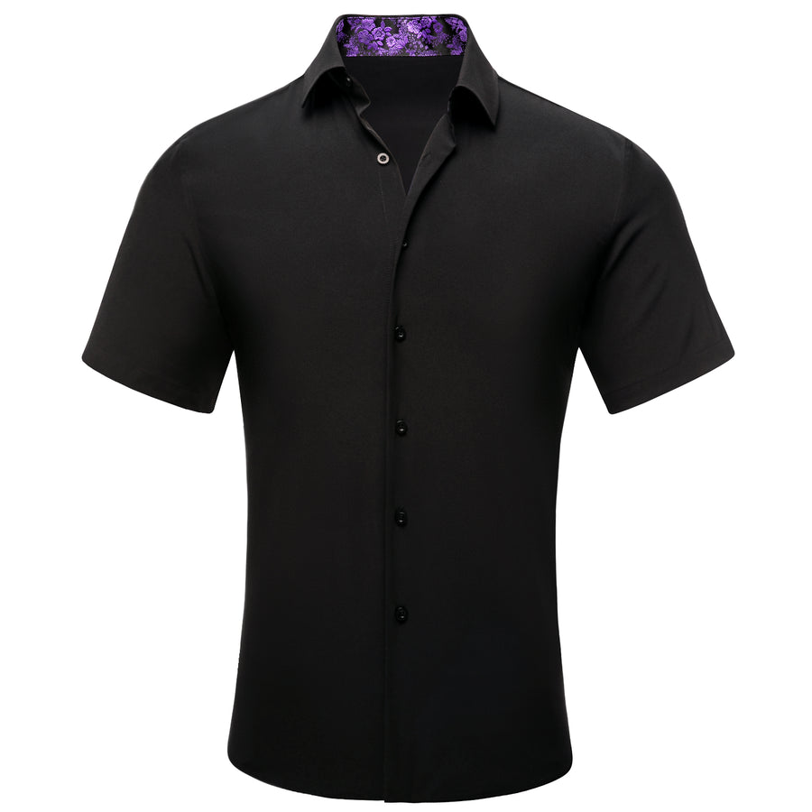 Black With Purple Paisley Silk Dress Shirt shirt S   - Sophisticated Gentlemen