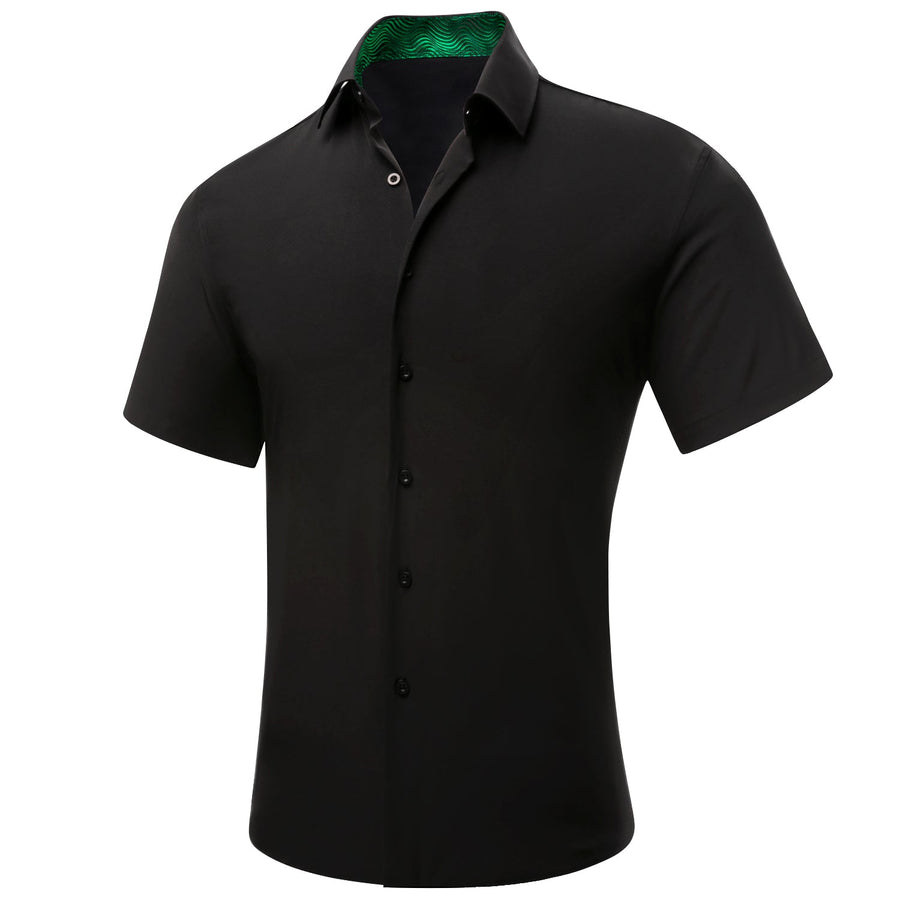 Black With Green Novelty Silk Dress Shirt shirt    - Sophisticated Gentlemen