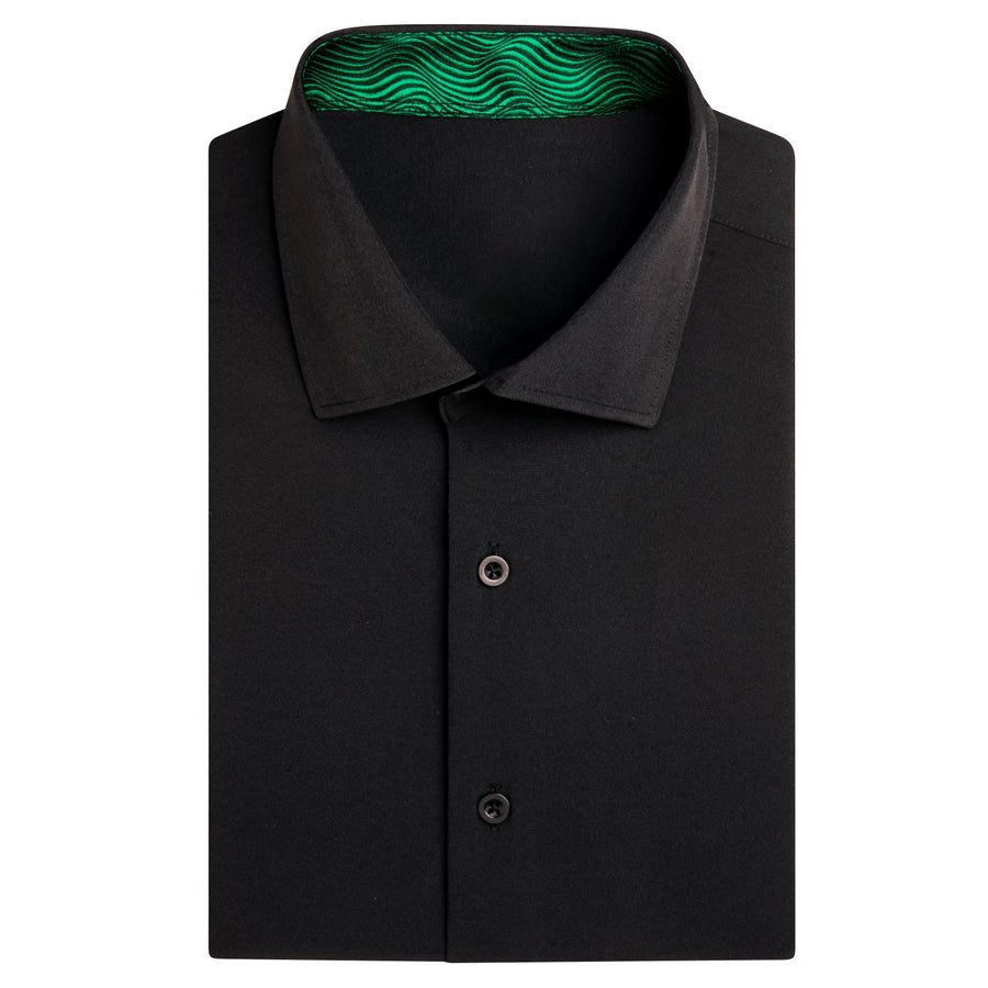 Black With Green Novelty Silk Dress Shirt shirt    - Sophisticated Gentlemen