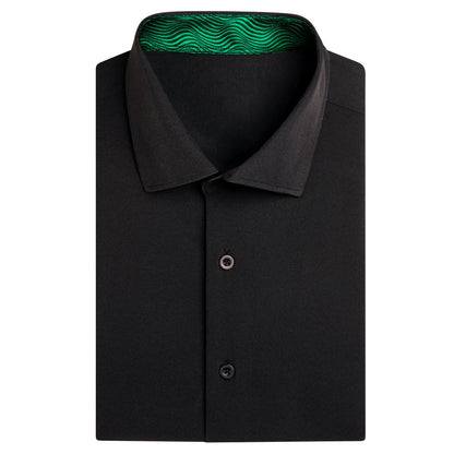 Black With Green Novelty Silk Dress Shirt shirt    - Sophisticated Gentlemen