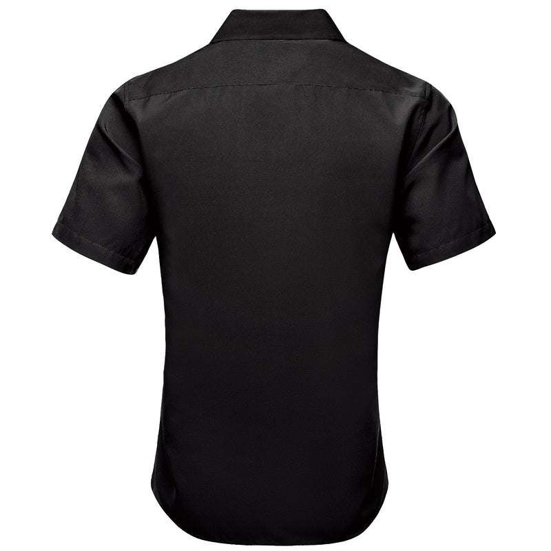 Black With Gold Yellow Floral Leaf Silk Dress Shirt shirt    - Sophisticated Gentlemen