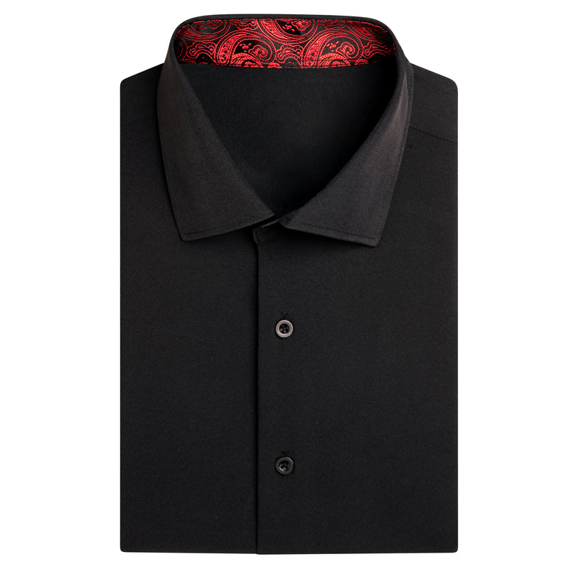 Black With Red Paisley Silk Dress Shirt shirt    - Sophisticated Gentlemen