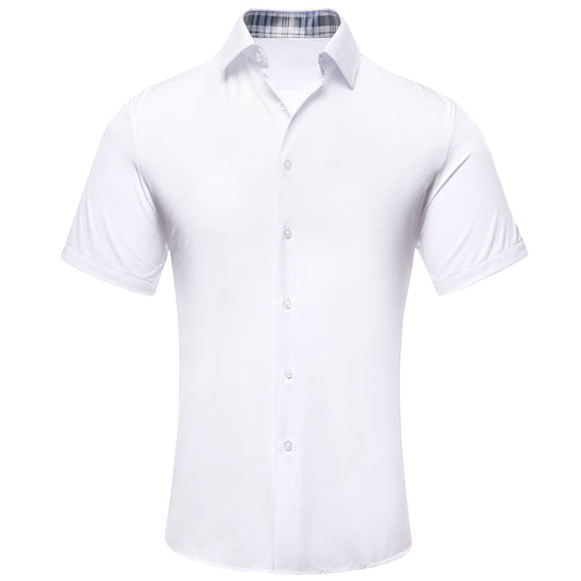 White With Black White Plaid Silk Dress Shirt shirt S   - Sophisticated Gentlemen