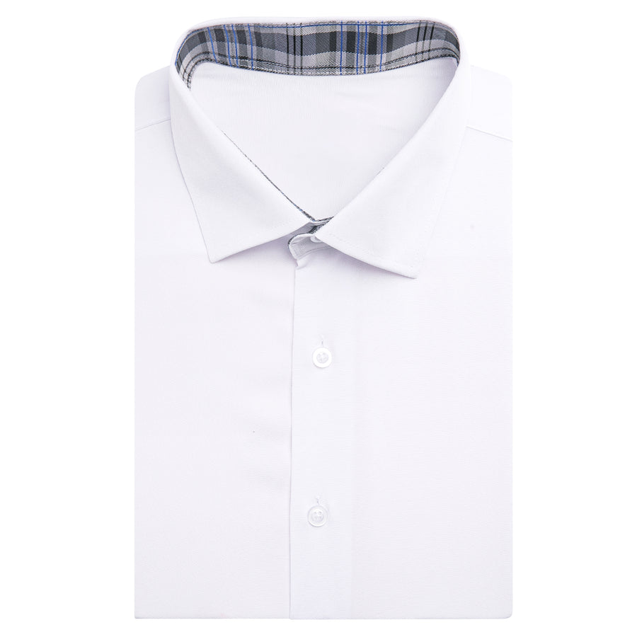 White With Black White Plaid Silk Dress Shirt shirt    - Sophisticated Gentlemen