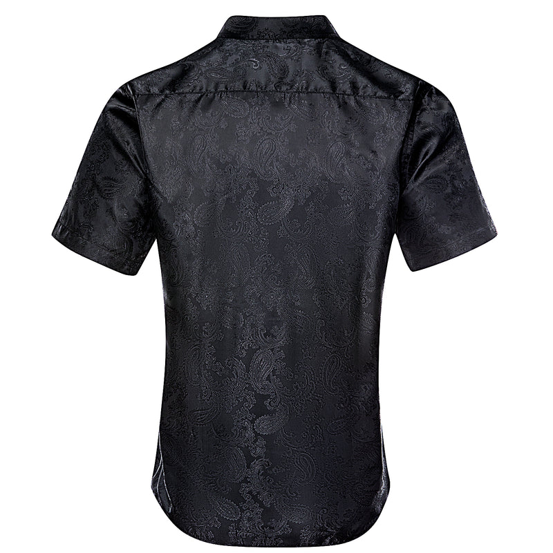 Black Paisley Silk Men's Dress Shirt shirt    - Sophisticated Gentlemen