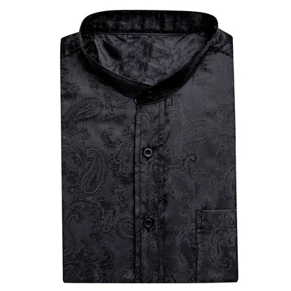 Black Paisley Silk Men's Dress Shirt shirt    - Sophisticated Gentlemen