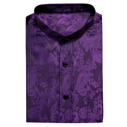 Dark Purple Paisley Silk Men's Dress Shirt shirt    - Sophisticated Gentlemen