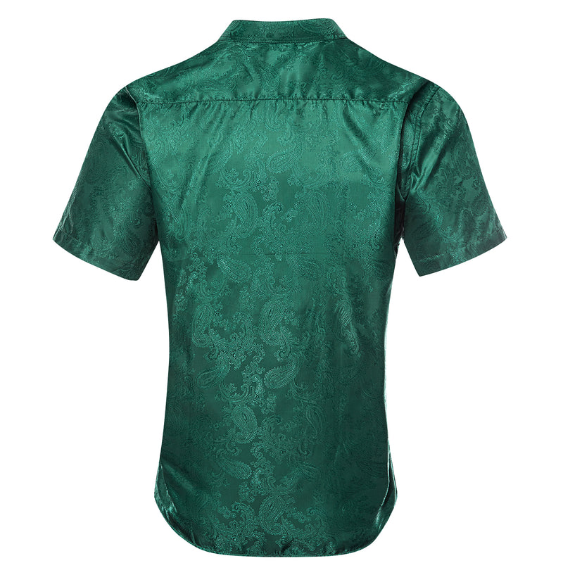 Dark Green Paisley Silk Men's Dress Shirt shirt    - Sophisticated Gentlemen