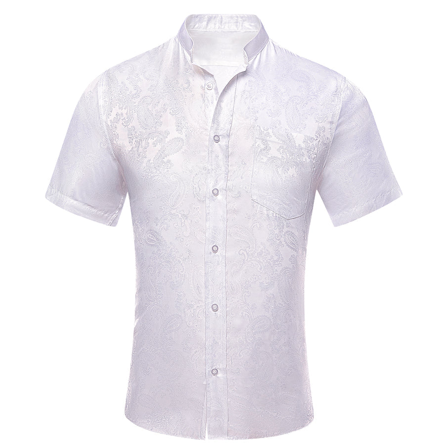 White Paisley Silk Dress Shirt shirt S   - Sophisticated Gentlemen