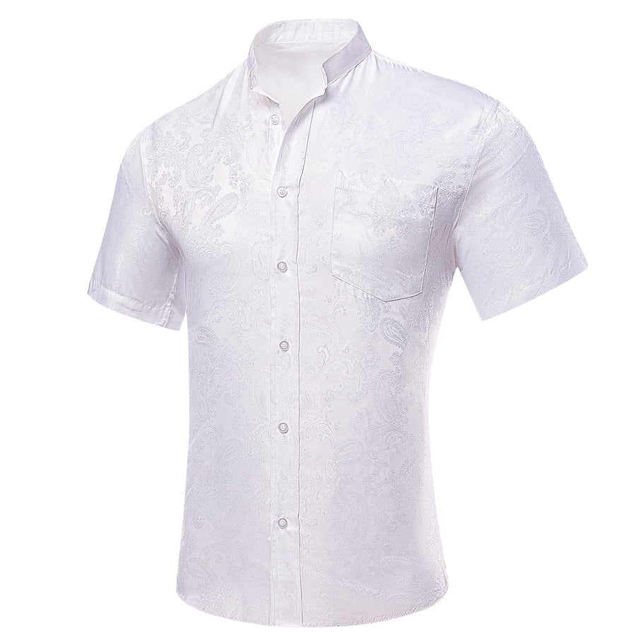 White Paisley Silk Dress Shirt shirt    - Sophisticated Gentlemen
