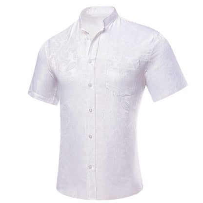 White Paisley Silk Dress Shirt shirt    - Sophisticated Gentlemen