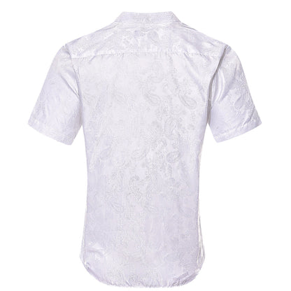 White Paisley Silk Dress Shirt shirt    - Sophisticated Gentlemen
