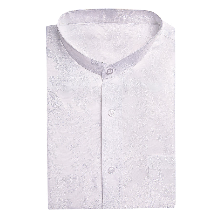 White Paisley Silk Dress Shirt shirt    - Sophisticated Gentlemen
