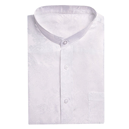 White Paisley Silk Dress Shirt shirt    - Sophisticated Gentlemen
