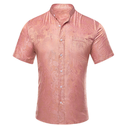 Pink Paisley Silk Men's Dress Shirt shirt S   - Sophisticated Gentlemen