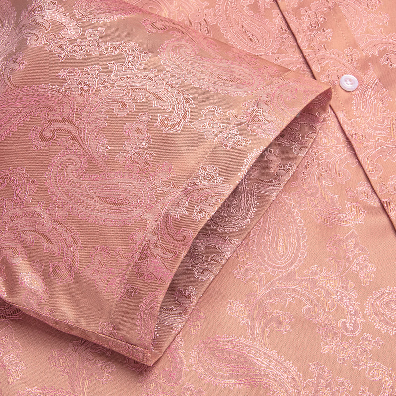 Pink Paisley Silk Men's Dress Shirt shirt    - Sophisticated Gentlemen