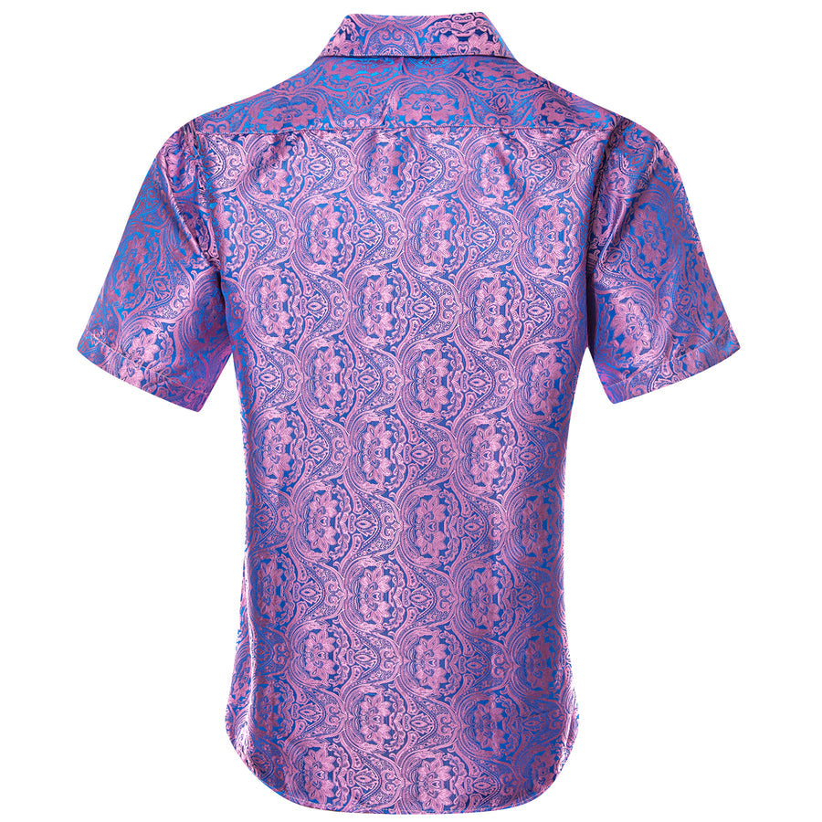 Purple Blue Paisley Silk Dress Shirt shirt    - Sophisticated Gentlemen