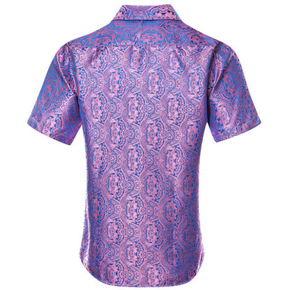 Purple Blue Paisley Silk Dress Shirt shirt    - Sophisticated Gentlemen