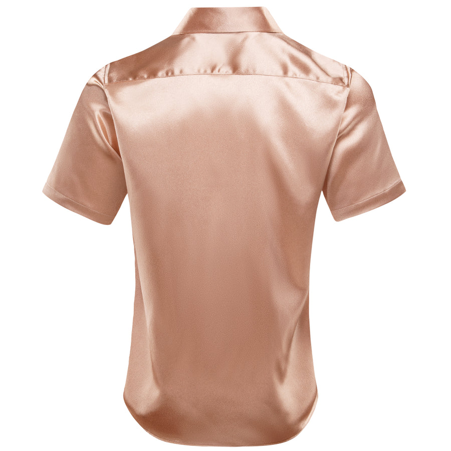 Pale Orange Solid Satin Silk Dress Shirt shirt    - Sophisticated Gentlemen