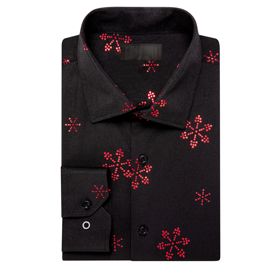 Black Christmas Red Snow Novelty Dress Shirt shirt    - Sophisticated Gentlemen