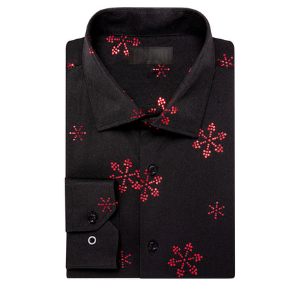 Black Christmas Red Snow Novelty Dress Shirt shirt    - Sophisticated Gentlemen