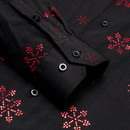 Black Christmas Red Snow Novelty Dress Shirt shirt    - Sophisticated Gentlemen