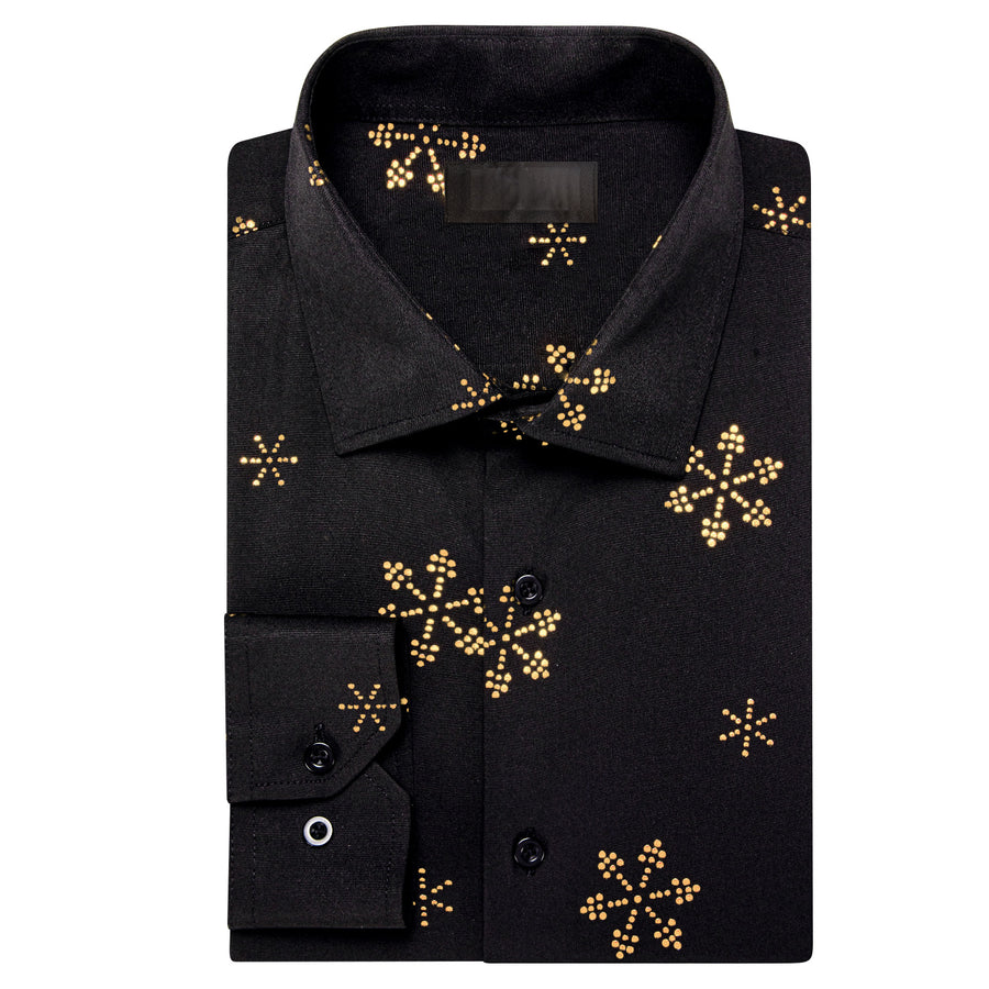 Black Christmas Golden Snow Novelty Dress Shirt shirt    - Sophisticated Gentlemen